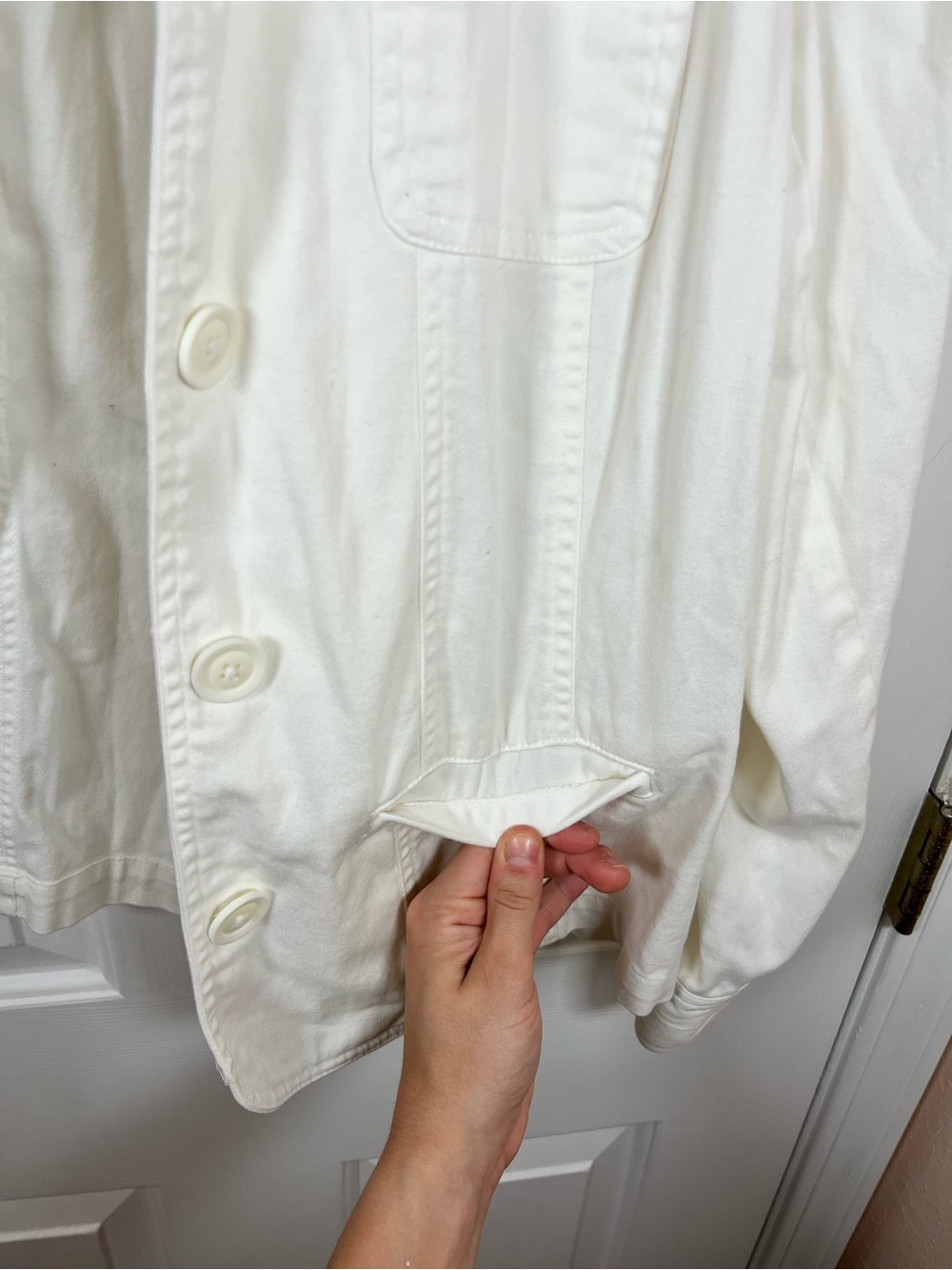 Croft & Barrow Off-White Stretch Cotton Button Up Jacket - Medium - Picture 7 of 16